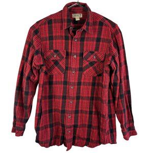 Duluth Trading Shirt mens L tall flannel Red plaid button long slv western farm